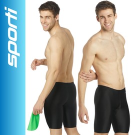 Sporti Jammers Swimsuit for Men, Solid Compression Jammer Swimsuit - Black - 30