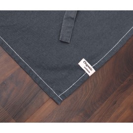 AMOUR INFINI Cotton Solid Aprons for Women with Pockets Adjustable Strap & Waist Ties Washed Apron for Baking, Cooking, Gardening (27.5 x 33 Inches - Gray)