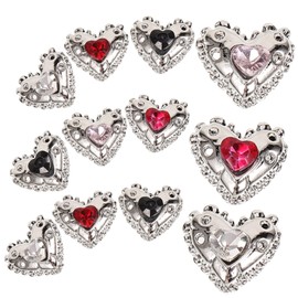 WOONEKY Nail Art Charms Women 25pcs Heart Shaped Nail Gems Rhinestone Decorations
