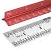 Architectural Scale Ruler 12 Inch: 2-Pack 12" Aluminum Triangle Ruler