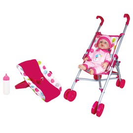 Lissi 12" Baby Doll with Car Seat and Folding Stroller