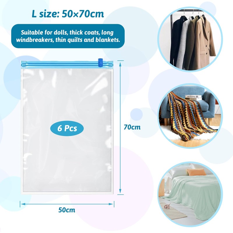 Large Vacuum Storage Bags, 6 Pack Space Saver Bags, Roll-Up