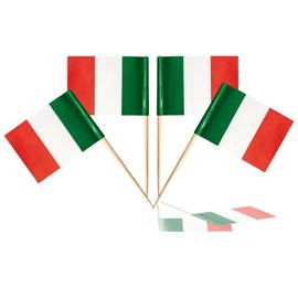 100pcs Flag Toothpicks Flag Cupcake Toppers for Birthday Wedding Baby Shower National Day (Italy)