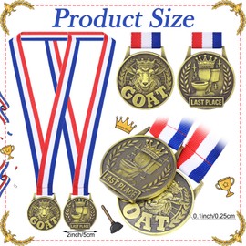 Kenning 2-Pack 2 in Award Medals with Ribbon Necklace First Place Champion Medal and Funny Last Place Toilet Seat Medal, Trophy Prize Gift for Sports, Tournaments, School, Office, Parties