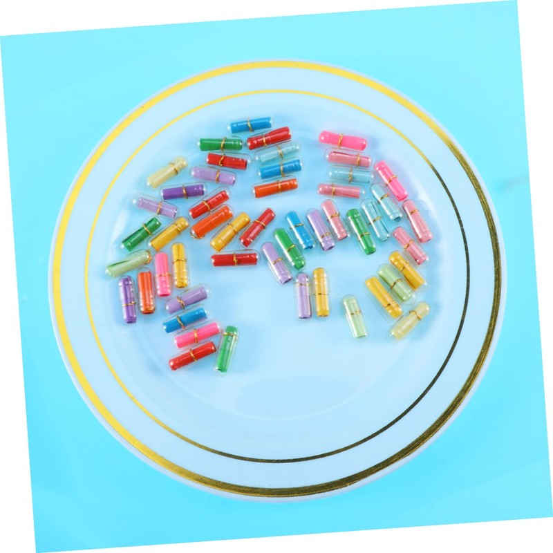 Levemolo 50pcs Mini Plastic Wishing Capsules Bottles for Capsule Bottles