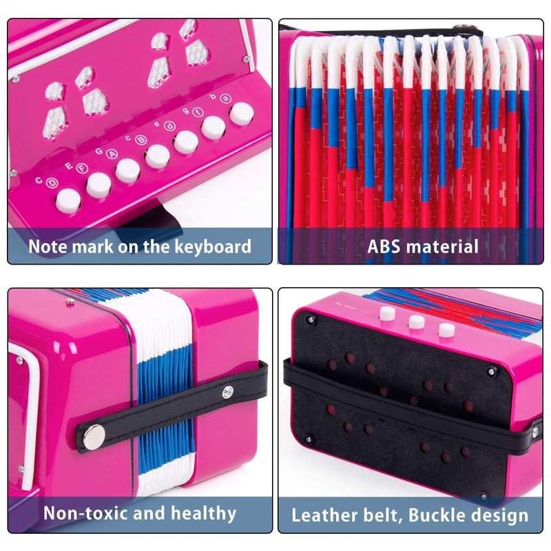 Button Accordion,Horse 10 Keys Control Accordion Musical Instruments for Beginners