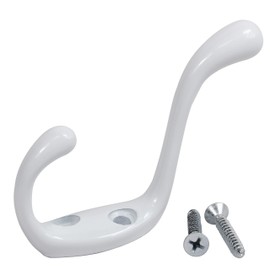 Rok Hardware Heavy Duty Dual Home Closet Wall Towel Coat Hook, 3-1/2", White ROKCH101WH