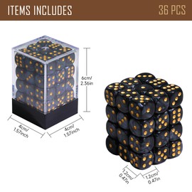 FIGURESLAB 36PCS 12mm 6 Sided Mini Dice Set with Box, Polyhedral D6 Standard Game Dice for Board Game Dice RPG D&D MTG Accessories or Math Learning