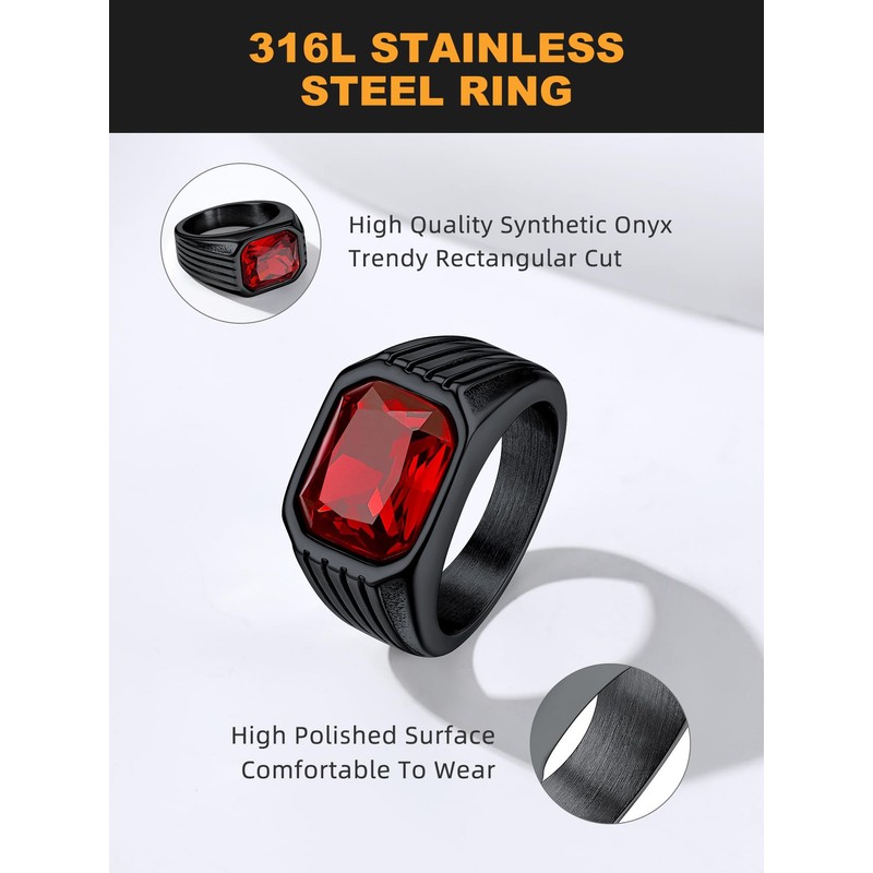 Bestyle Chunky Band Ring for Men, Stainless Steel Ring with