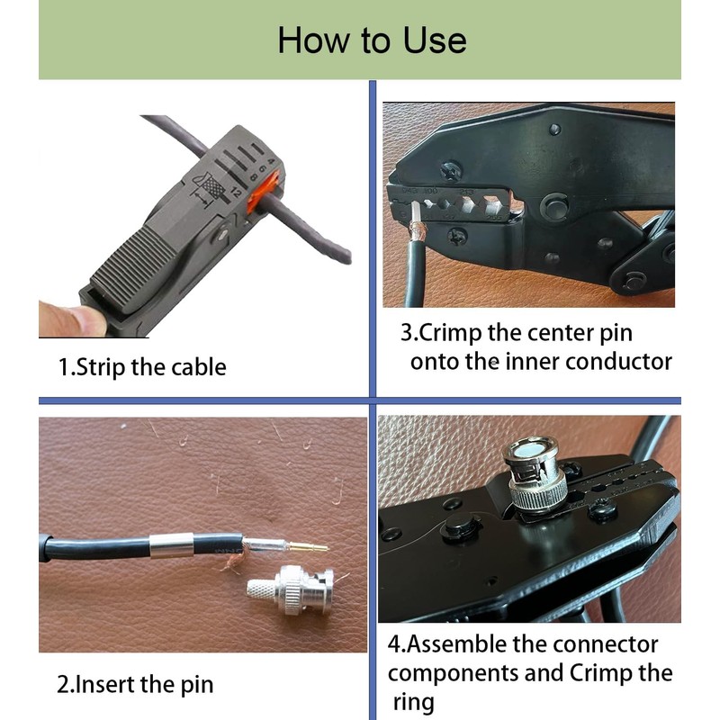 BNC Plug and Crimping Tool Set, Coaxial Crimping Tool with