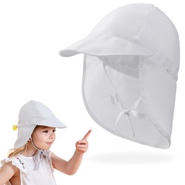 PLABBDPL Unisex Baby Sonnenhut mit Verstellbarer Kinnriemen und Nackenschutz, Baby-Sommermütze Baumwolle Anti-UV UPF 50+, M：48-54cm (2 anni~6 anni)