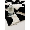 WENSHUO Black Geometric Patchwork Area Rug,Microfiber Absorbent Non-Slip Throw Rug,TPR
