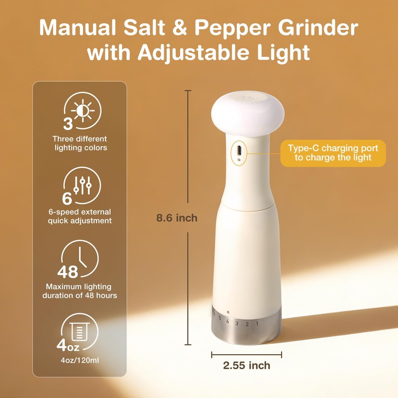 Vucchini Manual Pepper Grinder with Ambient Light