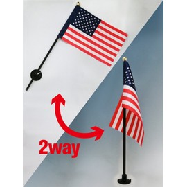 TOSPA American Flag Mini Flag Flag Size 4.1 x 6.2 inches (10.5 x 15.7 cm), Pole 10.6 inches (27 cm), Suction Cup Set, Made of Tetron Suede