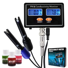 pH EC Temperature Meter Waterproof Water Quality Tester Monitor Acidometer Drink Water Quality Multi-Parameter, hydroponics, pools, spa (Monitor Type EC PH meter)