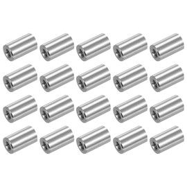 sourcing map M5x0.8mm Round Coupling Nuts, 25 Pcs 304 Stainless Steel Connector Nuts Fasteners Rod Bar Stud 15mm for Industrial Construction Fasteners, Silver