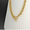 Fxiqini 14K Gold Plated Heart Necklace Chunky Toggle Link Chain