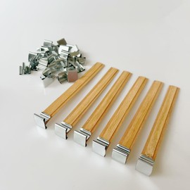 Double-Layered Wooden Candle Wicks and Stands 30 Sets 5.1 X 0.5 Inch Natural Candle Wood Wicks Wooden Wicks Wood Wicks for Candles Making,Wooden Candle Wick with Base and Stickers