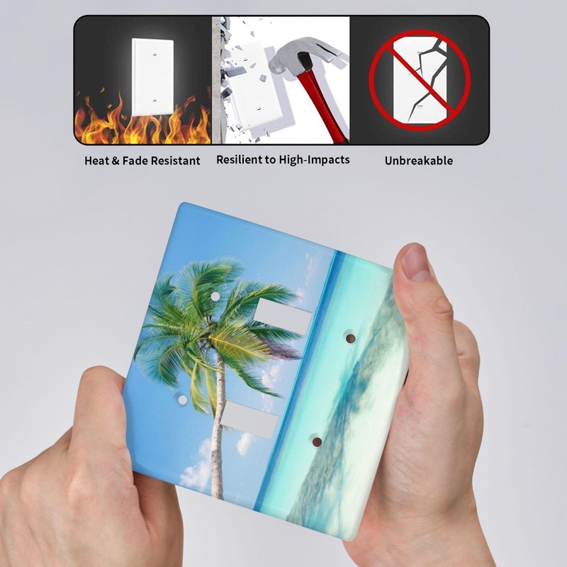 Beach Palm Tree Double Toggle Light Switch Cover Wall Plate