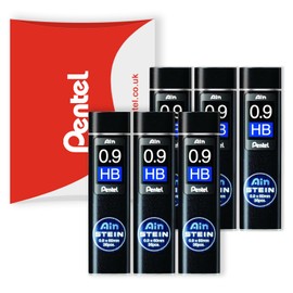 Pentel Ain Stein Mechanical Refill Leads - for Automatic/Mechanical Pencils - in Pentel Pillow Packaging (0.9mm HB, Pack of 6)