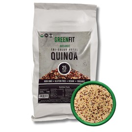 Royal Organic Tri Color Quinoa | OA Quinoa Now Greenfit | Non-GMO, Gluten-Free, Vegan, and Organic | Complete Protein, High Fiber, Low-Calorie Tri-Color Quinoa | (25 Pound - Pack of 1)