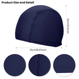 2 Pcs Elastic & Lightweight Swimming caps, Comfortable Fabric Swimming Hats for Women Men Kids and Adults, Unisex Nylon/Non-Slip Bathing Caps for Long Short Hair(Navy Blue+Lake Blue)