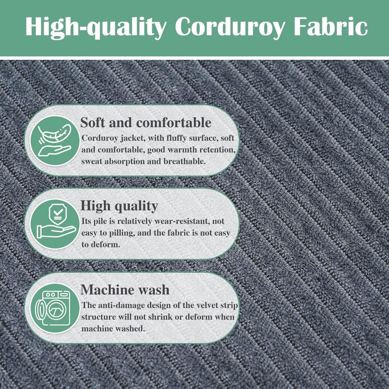 Rectangular Pouf Ottoman Soft Furry Corduroy Foot Rest for Chair
