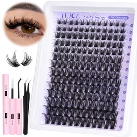 ALICE Lash Clsusters Kit Wispy Cluster Eyelash Extension Kit 168pcs 10-18mm Natural Fluffy Lash Extension Kit Thin Band Individual Lashes Kit with Lash Glue Bond and Seal DIY at Home