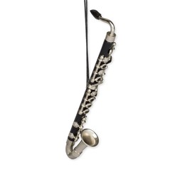 Black Bass Clarinet Music Instrument Replica Christmas Ornament, Size 5.5 inch