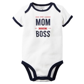 Carters Baby Clothing Outfit Boys Mom's The Boss Bodysuit - White -