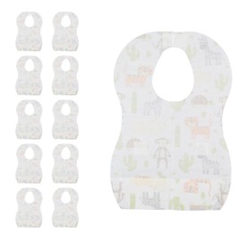 Tabanzhe 10PCS Disposable Baby Bibs-Adjustable Waterproof Baby Feeding Bib Set with Food Catcher Pocket Portable Baby Bibs for Toddlers Boys Girls Outdoor Travel