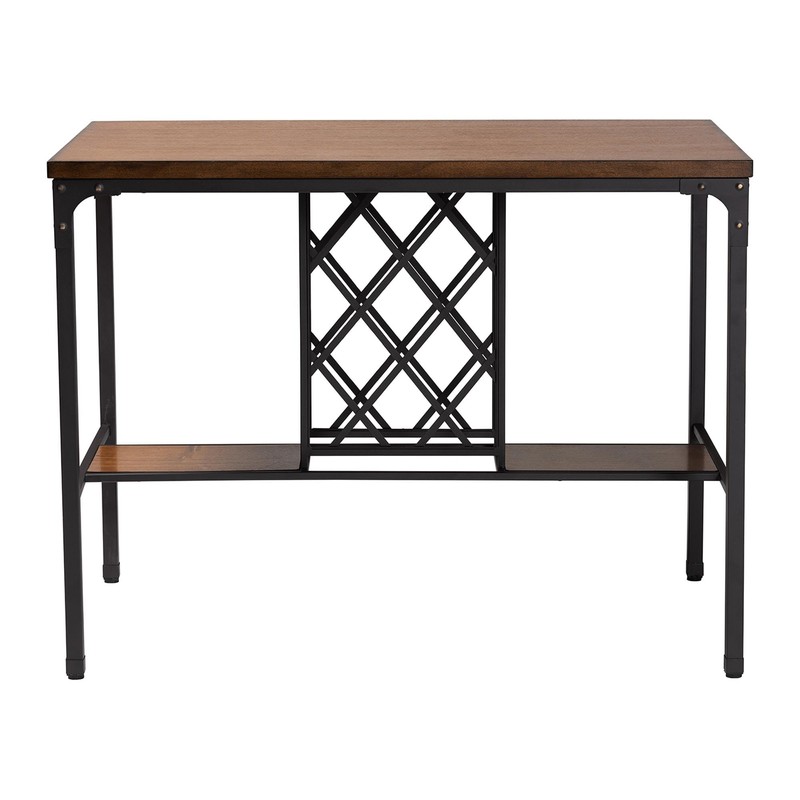 Baxton Studio Vintner Industrial Brown and Black Pub Table with