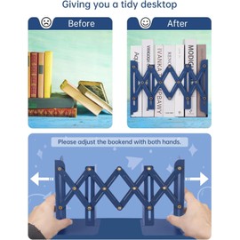 Honagu Adjustable Book Ends, Bookends, Metal Book Ends for Shelves, Bookends for Heavy Books, Desk Book Organizer for Home, Office, Classroom, Kids Room（Astronaut）