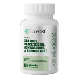 Luvost Sea Moss Capsules with Irish Sea Moss, Black Seed Oil, Ashwagandha & Bladderwrack - Daily Wellness Supplement - Vegan - 60 Capsules