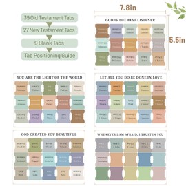Bible Tabs, Tabs for Women and Men Study Bible, Bible Book Tabs, Bible Index Tabs，Bible Study Supplies, 75 Laminated Bible Tabs