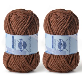 Chunky Chenille Yarn for Crocheting，Baby Yarn for Crocheting Soft Blankets，Bulky Yarns for Crochet Amigurumi，2×100g (2×74.3yds) Fluffy Velvet Yarns for Hand Knitting (2 Coffee)