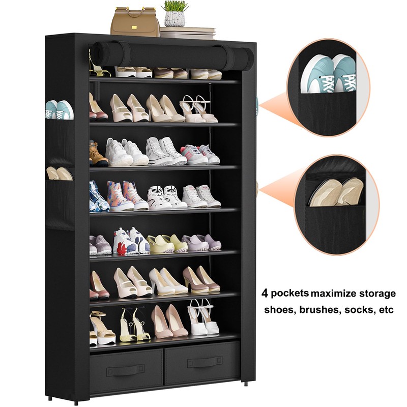 OYREL Tall Shoe Rack Dustproof Cabinet Large Capacity 8 Tier