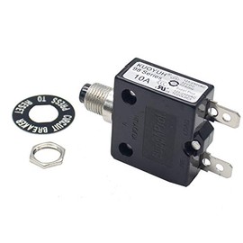 Thermal Circuit Breaker 10A 125/250VAC 32VDC 98 Series Push-Button-to-Reset Thermal Overload Circuit Breaker with Plug-in Quick Connect Terminals KUOYUH 98 Series