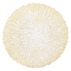 Gold Round Placemats Set of 6 Waterproof Pressed Vinyl Place Mats Table Setting Kitchen Tablemats for Dining Table Holiday Wedding Decorative