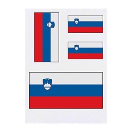 4 x 'Slovenia Flag' Temporary Tattoos - Water Resistant, Skin-Safe, Non-Toxic Transfers, Mixed Sizes (TO00014581)