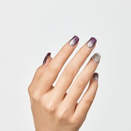 KISS imPRESS No Glue Mani Press On Nails, Design, Heartquake, Purple & Sparkling, Short Size, Squoval Shape, Includes 30 Nails, Prep Pad, Instructions Sheet, 1 Manicure Stick, 1 Mini File