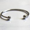 RUBYCA 5pcs Silver Tone Bangle Bracelet Screw End Ball Cuff