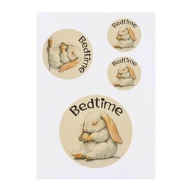 4 x 'Bedtime Bunny Rabbit Sleeping' Temporary Tattoos - Water Resistant, Skin-Safe, Non-Toxic Transfers, Mixed Sizes (TO00084560)