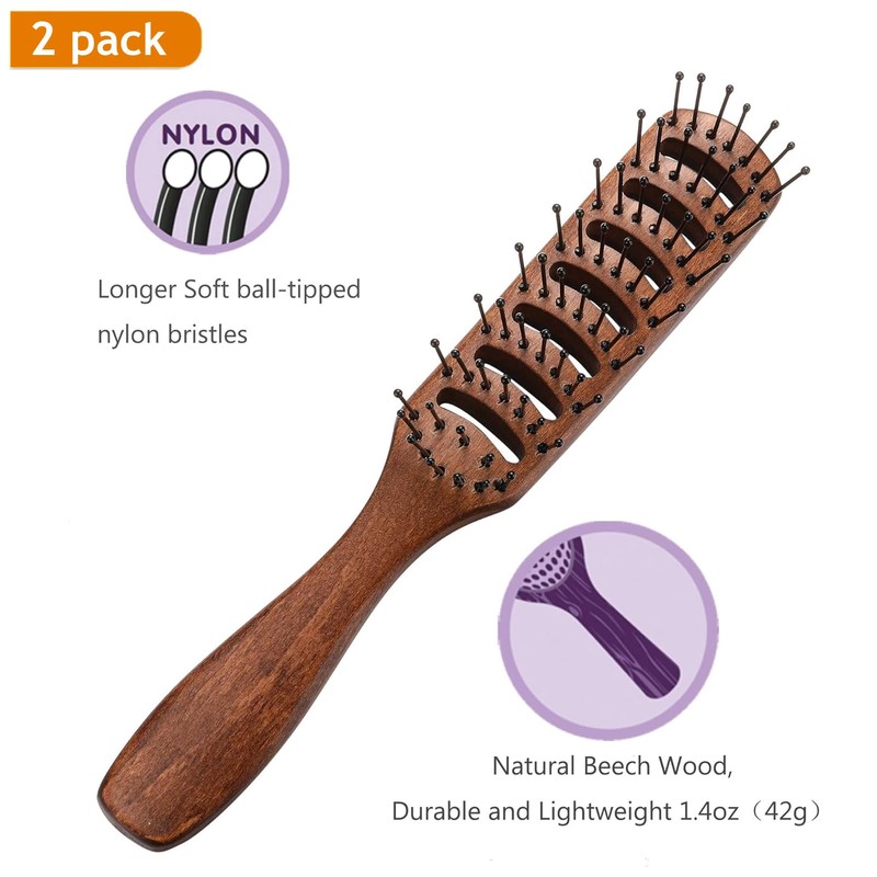 PERFEHAIR Vented Hair Brush 2-Pack - Efficient Blow Drying Vent