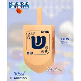 Hanukkah Dreidels - Natural Wooden Dreidel - 4 Pack Medium