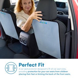 Enovoe Kick Mats - Set of 2 - Back of Seat Protector for Kids Feet - Car Seat Back Protector - Shields from Dirt and Scuffs - Durable Material - 16.8x32.8inch - Grey - Kick Mats Back Seat Protector