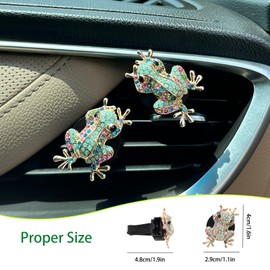 ORIESSE Cute Car Accessories 2pcs Frog Car Air Freshener Vent Clips Coloful Tree Frog Car Decorations for Women Teens Refillable Outlet Car Diffusers Alloy Rhinestones Car Charm