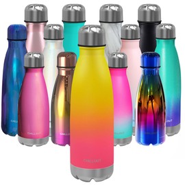 CHILLOUT LIFE - Botella de agua de acero inoxidable: 17 onzas, doble pared aislada con forma de botella de cola para bebidas frías y calientes, botella deportiva de metal sin BPA