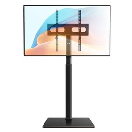 BFTOU Black Mobile TV Stand for 27-65”LED LCD OLED Flat Curved Screen Outdoor TVs Height Adjustable Floor TV Cart Max VESA 400x400mm,Holds Up to 88lbs
