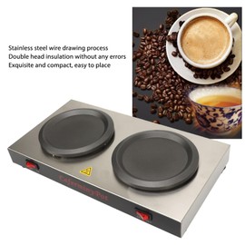 Commercial Coffee Warmer, Stainless Steel Portable Warmer Double, Double Coffee Carafe Warmer Decanter Warmer Plate for Cafe, Break Room, Buffet and Various Commercial Use